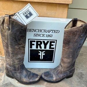 Frye Melissa Button Boot in Antiqued Leather Chocolate